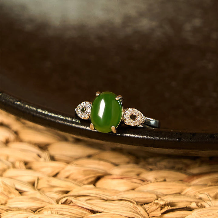 Ring Echte Jade Wohlstand grün Kupfer getragen Fengshui Glück