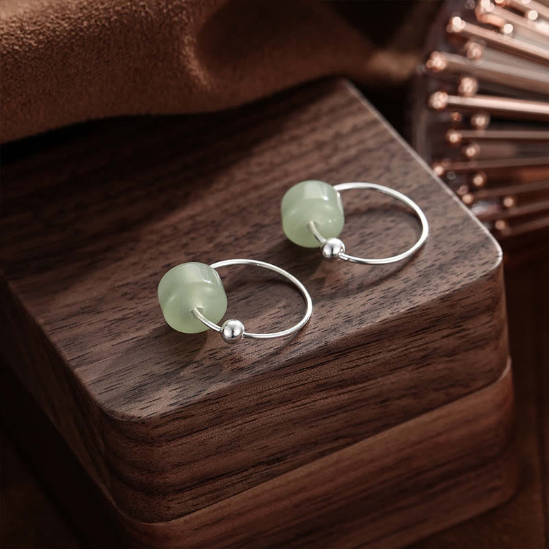 Ohrringe Hetian-Jade Silber Wohlstand Creolen grüne Jade Boho Schmuck spirituell