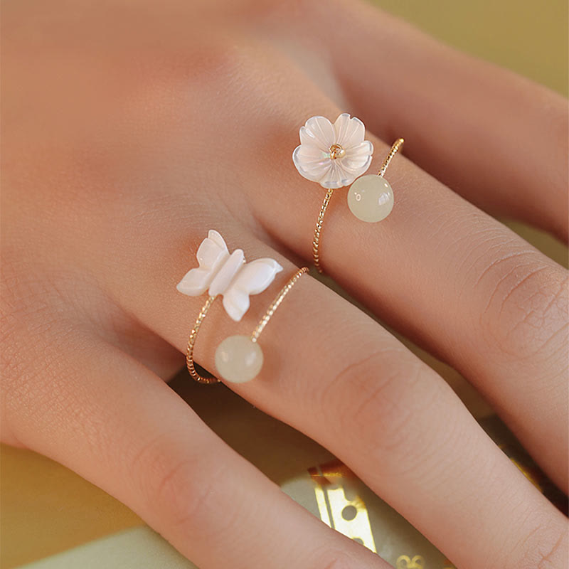 Hetian Jade Schmetterling Ring Wohlstand Glück elegant Charm