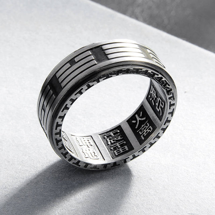 Titanstahl Ring Bagua Yin Yang Balance Fengshui Harmonie Energie