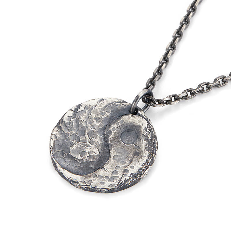 Silber Yin Yang Kette Sterlingsilber Harmonie Anhänger Hammer Design