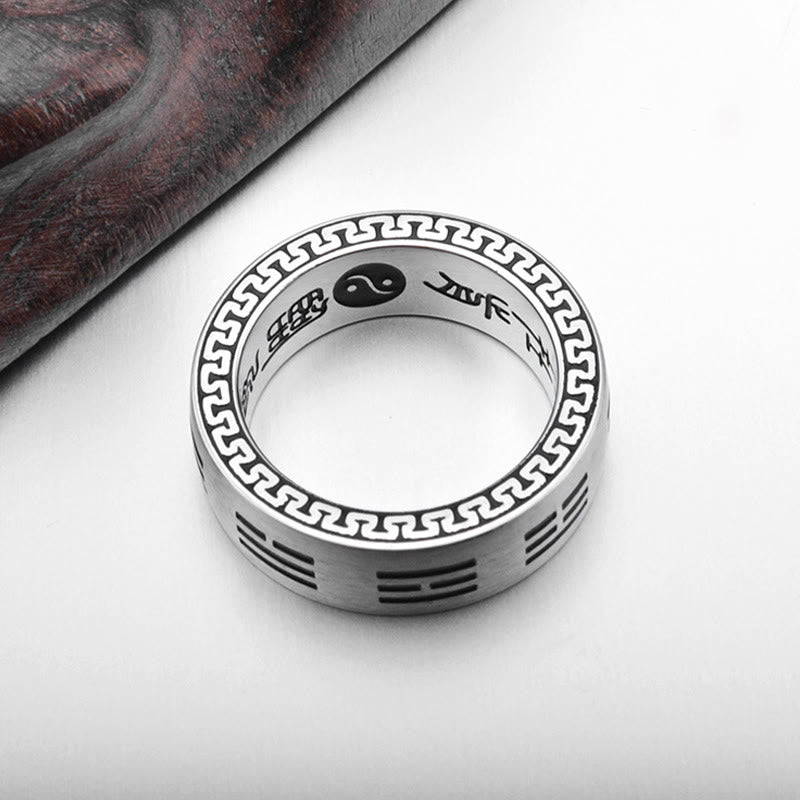 Ring Titanstahl Bagua Yin Yang Harmonie Meditation Balance Symbol