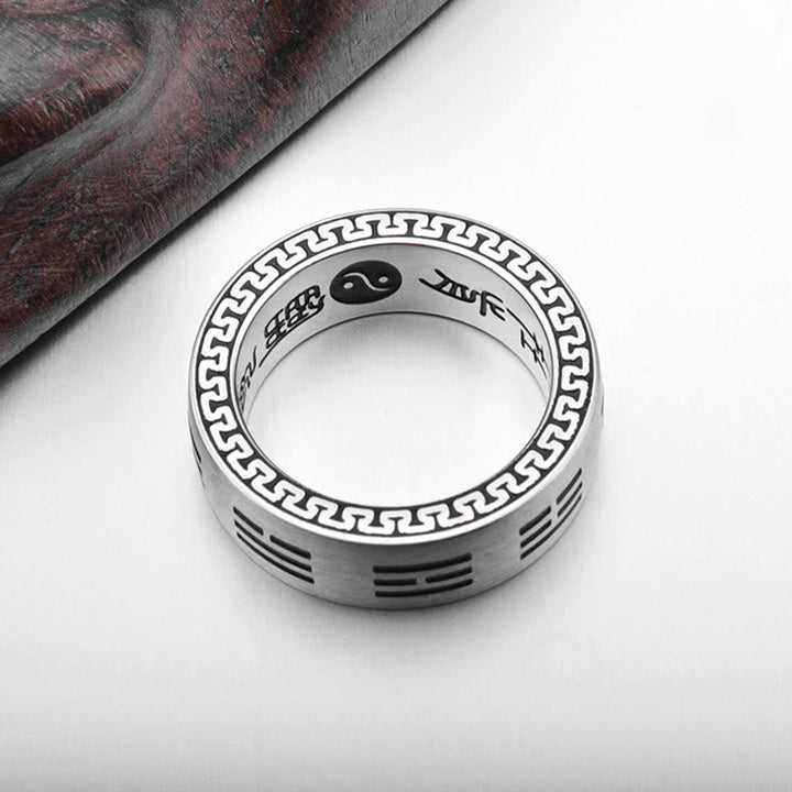 Ring Titanstahl Bagua Yin Yang Harmonie Meditation Balance Symbol
