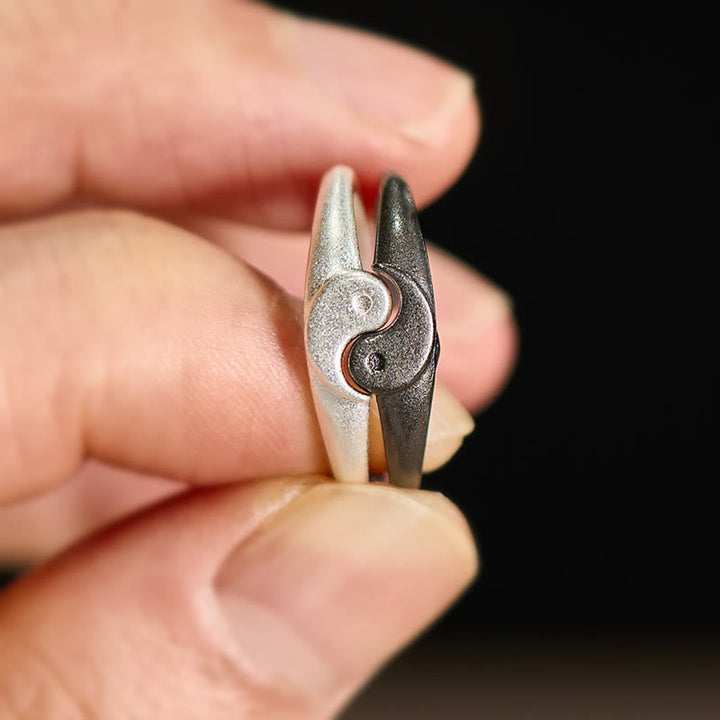 Ring Kupfer Yin Yang – Harmonie silberfarben elegant Feng Shui Glück
