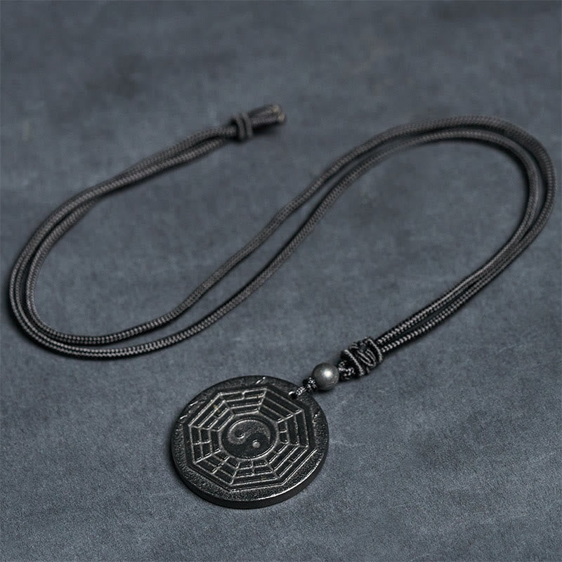 Schwarze Shungit Kette Bagua Yin Yang Anhänger zum Schutz