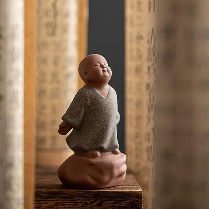 Zen Meditation Buddha Mönch Keramik Deko