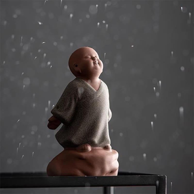 Zen Meditation Buddha Mönch Keramik Wohnzimmer