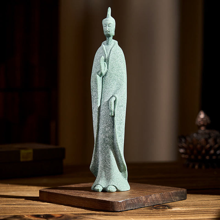Zen Meditation Buddha Sandstein Stehend Glücksbringer