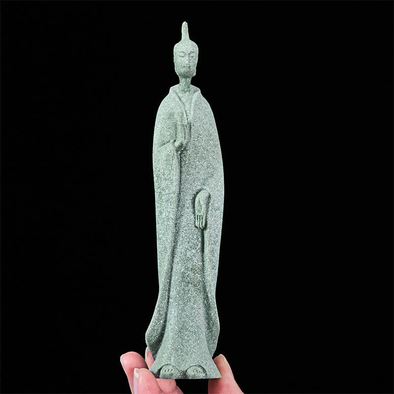 Zen Meditation Buddha Sandstein Stehend Statue