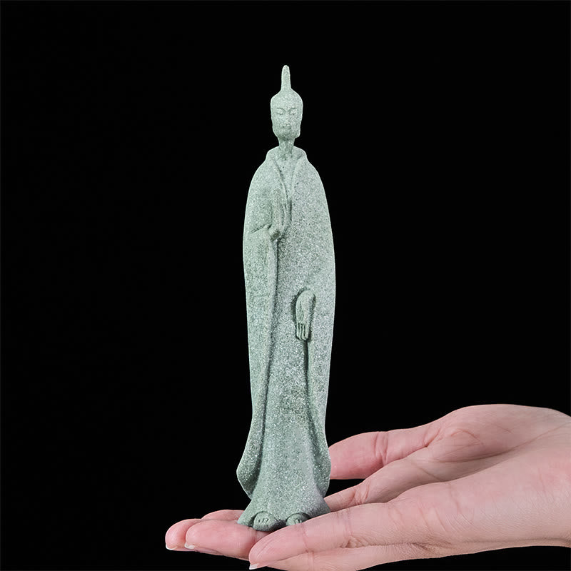 Zen Meditation Buddha Sandstein Stehend Wohnzimmer