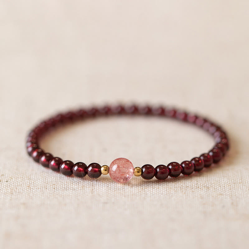 One Strawberry Quartz & Garnet