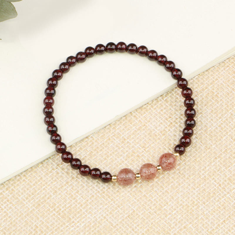 Three Strawberry Quartz & Garnet