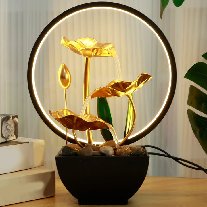 Zimmerbrunnen Lotus Gold LED