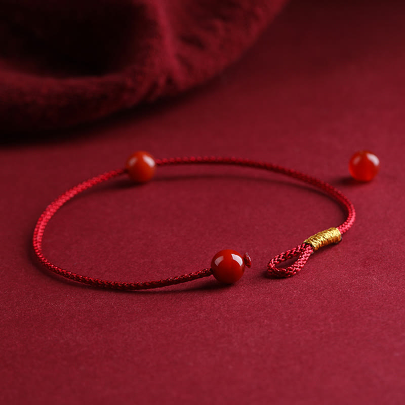 Armband Roter Achat Zinnober – Segen handgeknüpft rote Schnur Glücksbringer Schutz