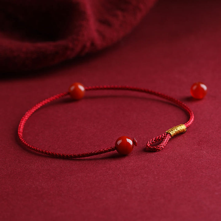 Armband Roter Achat Zinnober – Segen handgeknüpft rote Schnur Glücksbringer Schutz