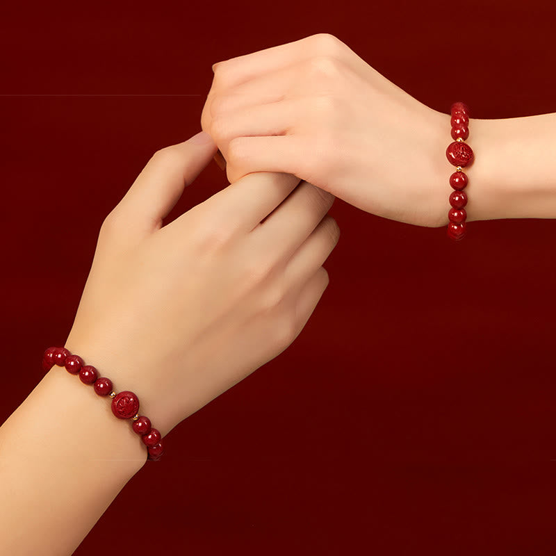 Armband Zinnober Chinesisches Tierkreis Frieden Segen rote Perlen Handgelenk getragen