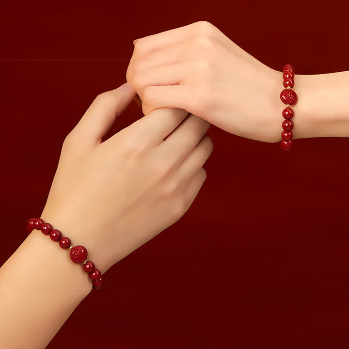 Armband Zinnober Chinesisches Tierkreis Frieden Segen rote Perlen Handgelenk getragen