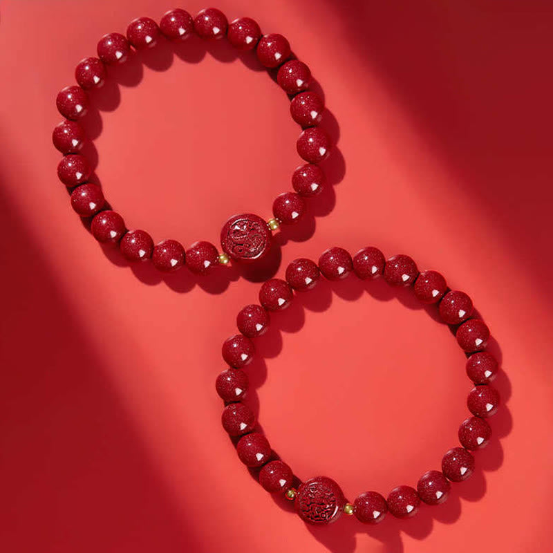 Armband Zinnober Chinesisches Tierkreis Frieden Segen rote Perlen Schutz Glück
