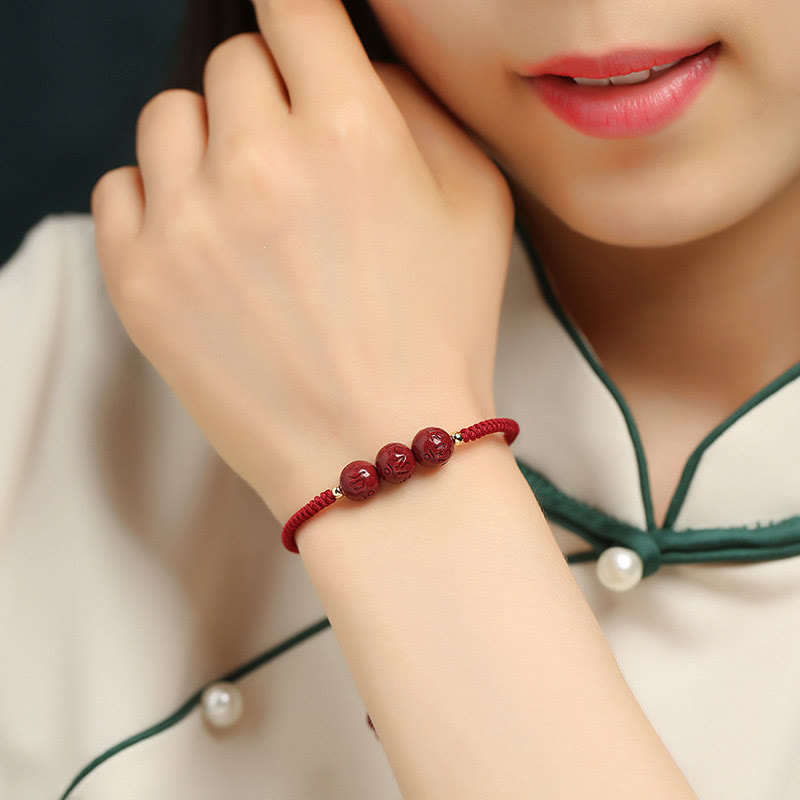 Armband Zinnober Om Mani Padme Hum rot Buddhismus Handgelenk Schmuck