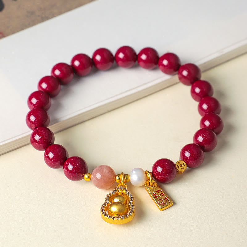 Armband Zinnober – Segen & Glück mit Kürbis Anhänger Perlen Schutz