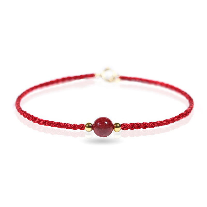 Armband Zinnober Rotes Band geflochten mit Perle Schutz Glück Handgelenk