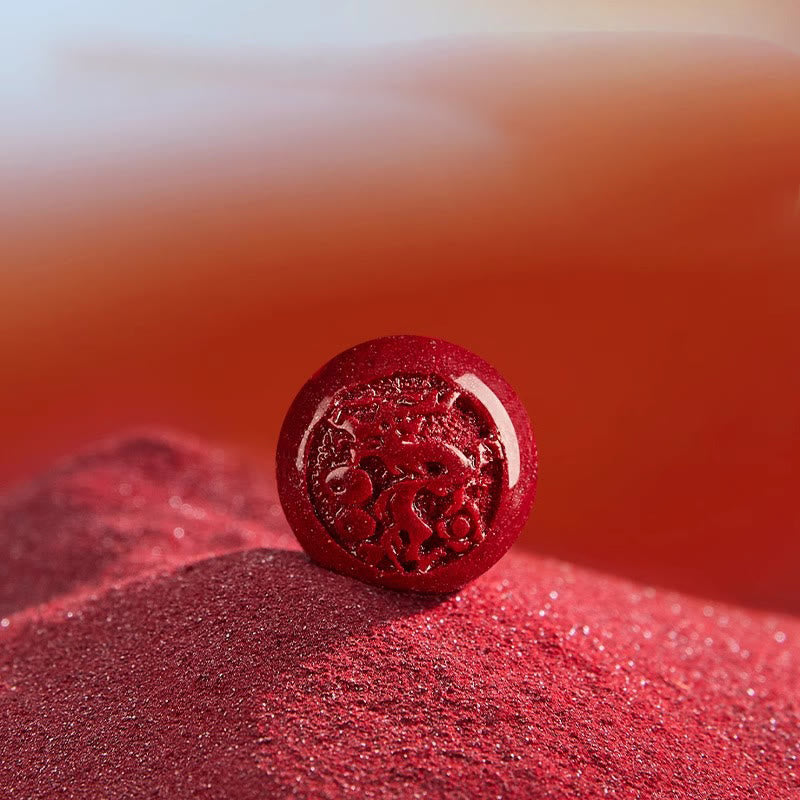 Armband Zinnober Chinesisches Tierkreis Perle geschnitzt rotes Pulver Frieden Segen