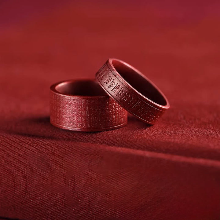 Rote Zinnober Ringe Om Mani Herzsutra Glück Segen