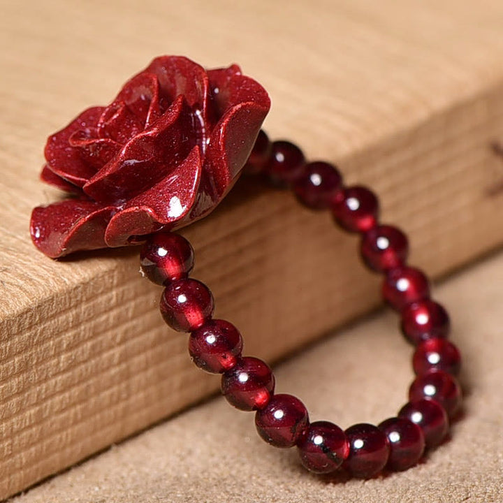 Zinnober Rose Granat Ring für Klarheit Energie Schutz Liebe