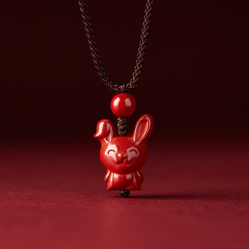Rote Zinnober Kette mit Pferd Anhänger Chinesischer Zodiak Segen