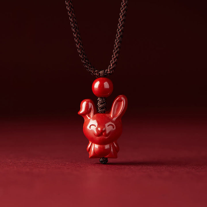 Rote Zinnober Kette mit Pferd Anhänger Chinesischer Zodiak Segen