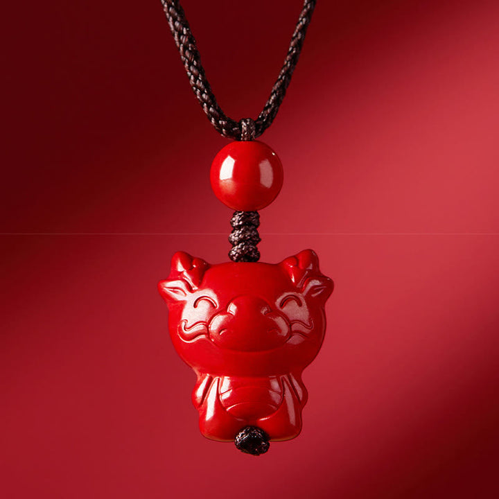 Rote Zinnober Pferd Kette Chinesischer Zodiak Segen Anhänger