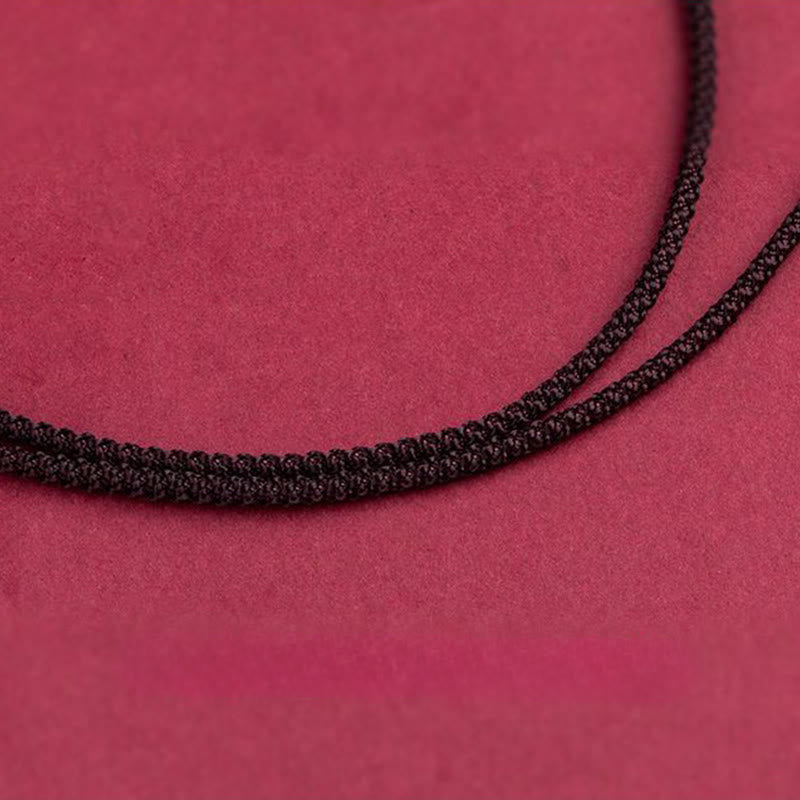 Schwarze Zinnober Kette mit Perlen Chinesischer Zodiak Pferd Segen