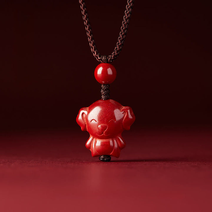 Rote Zinnober Kette Pferd Anhänger Chinesischer Zodiak Segen