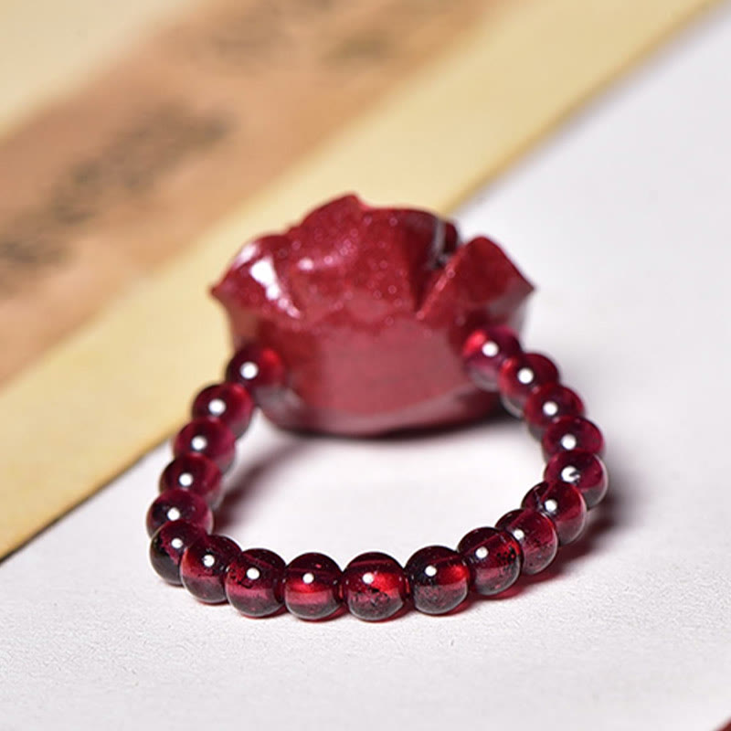 Ring Zinnober Rose Granat Klarheit Schutz Harmonie Energie Kristall