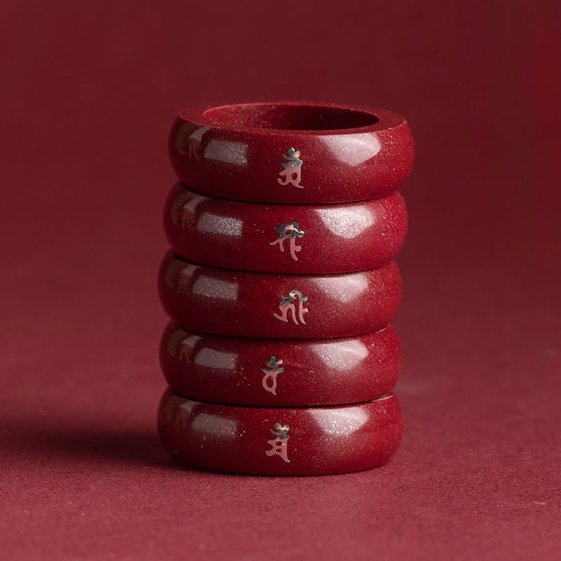 Zinnober Ringe Chinesisches Pferdjahr Segen Glück Schutz Fengshui Schmuck