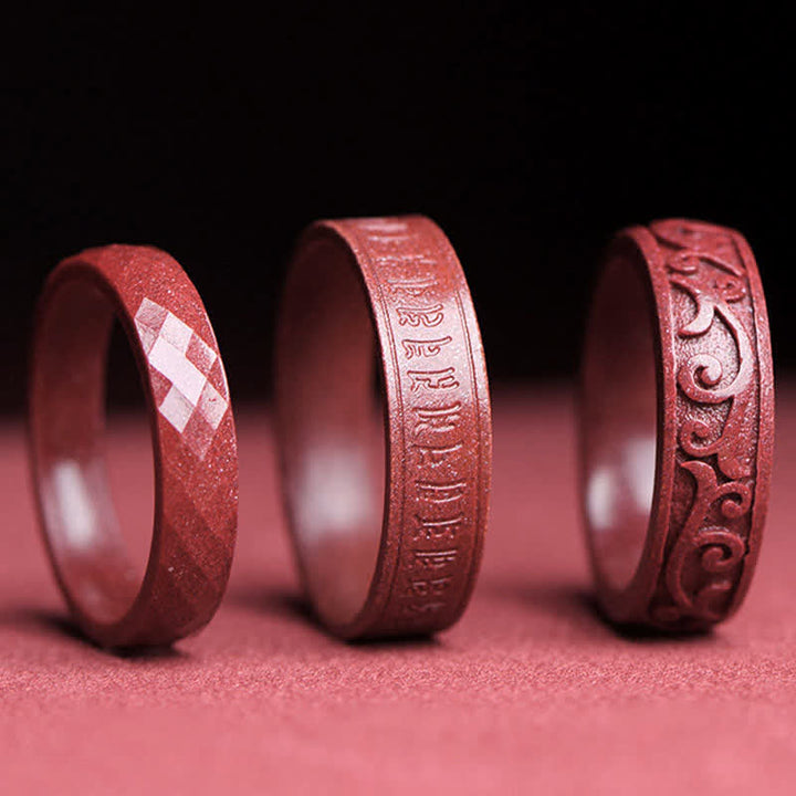 Ring Zinnober Om Mani Padme Hum Segen spiritueller Schutz Glück