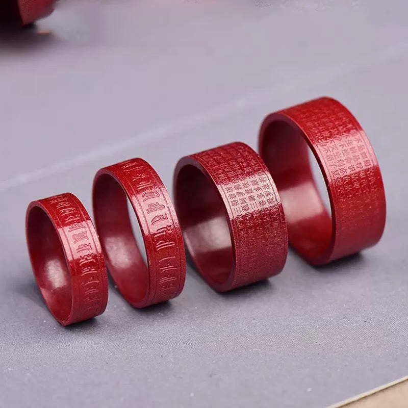 Ring Zinnober Om Mani Herzsutra Segen rote Kupfer Glück Fengshui Schutz