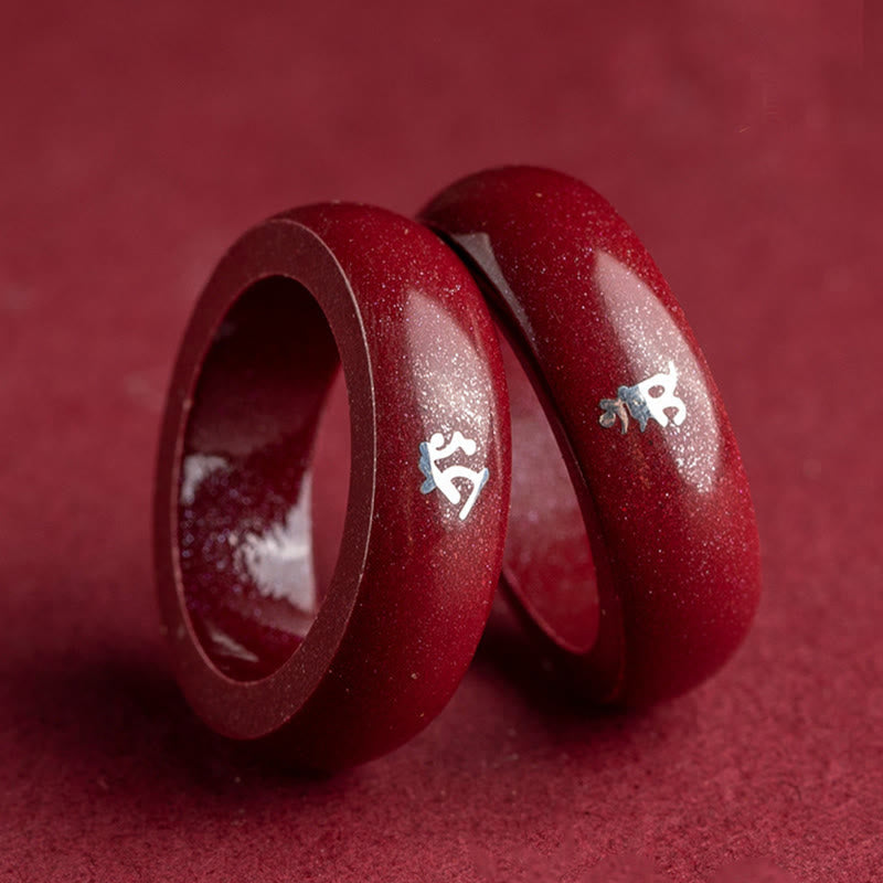 Zinnober Ringe Pixiu Chinesisches Pferdjahr Fengshui Segen Glück