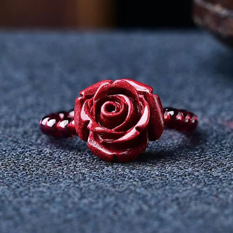 Ring Zinnober Rose Granat Klarheit roter Blütenring elegante Steinbesetzung Schmuck