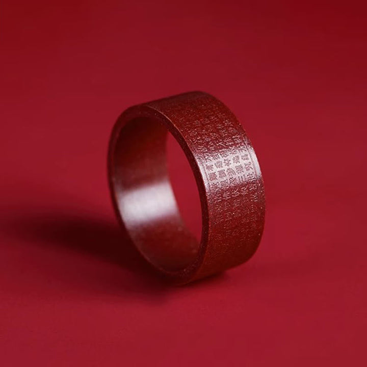 Ring aus Zinnober Om Mani Herzsutra Segen spirituelle Kraft Schutz