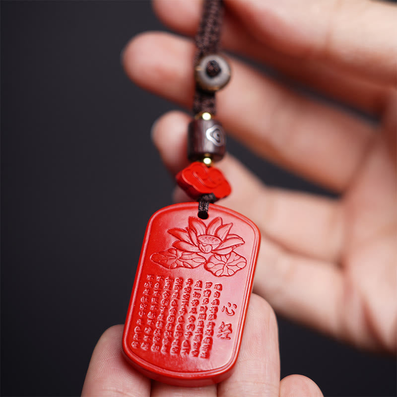Schlüsselanhänger Zinnober Herz-Sutra Lotus Anhänger spirituell Buddhismus Glücksbringer