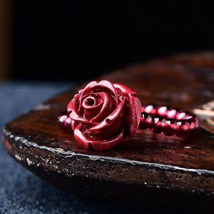 Zinnober Rose Granat Ring mit roten Steinen Kupfer Fengshui Energie Klarheit