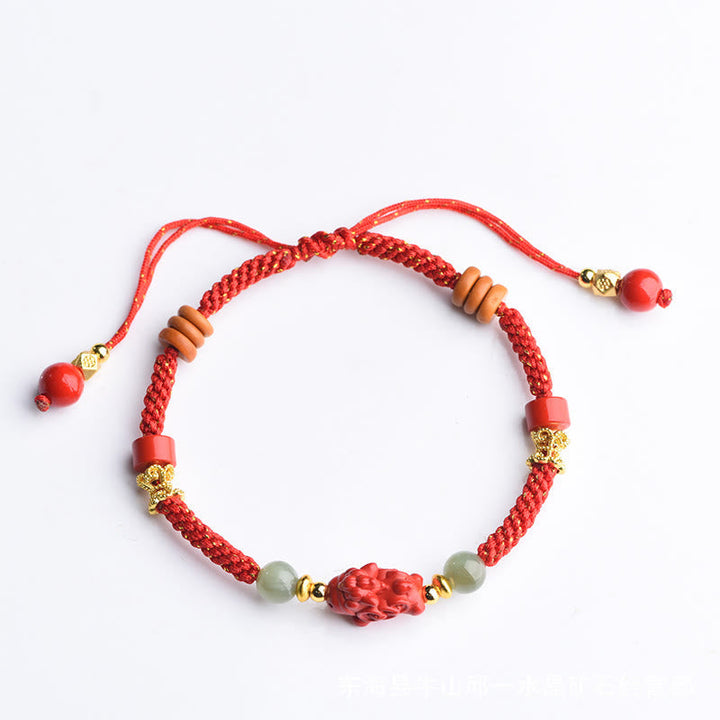Armband Zinnober Hetian-Jade Rotes Band Pixiu Schutz Glück Handgelenk