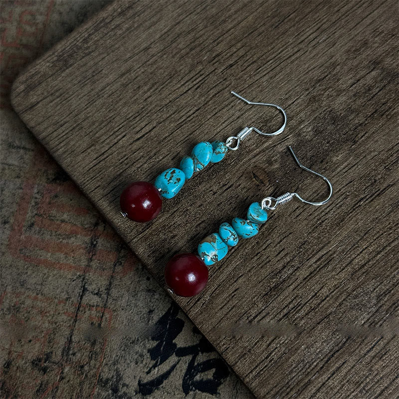 Ohrringe Türkis Zinnober Schutz Silber Boho Schmuck spirituell Ohrhänger