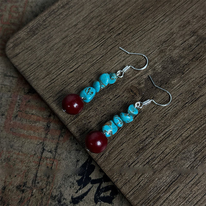 Ohrringe Türkis Zinnober Schutz Silber Boho Schmuck spirituell Ohrhänger