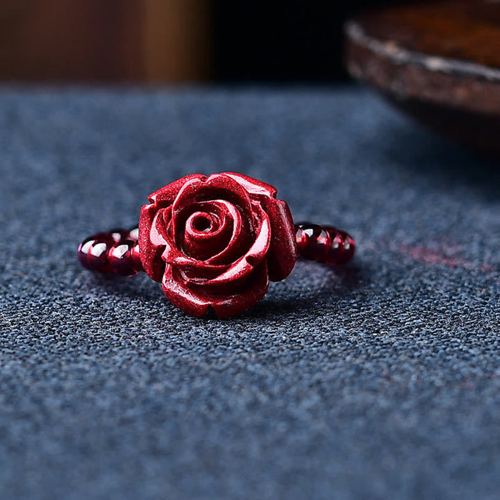 Roter Rosen Ring Granat Zinnober Pixiu Glück Schutz Fingerring
