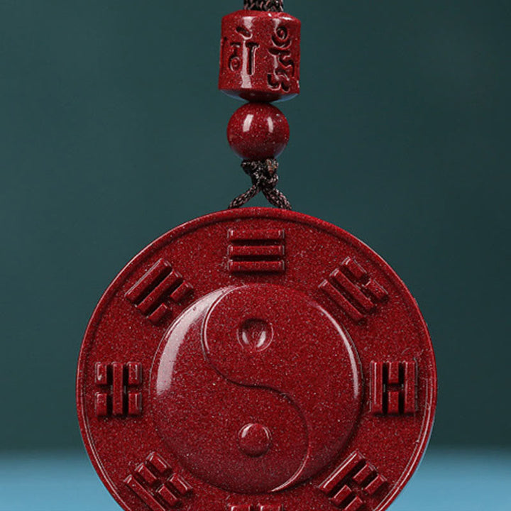 Rote Kette Zinnober Yin Yang Bagua Anhänger Segen Schmuck